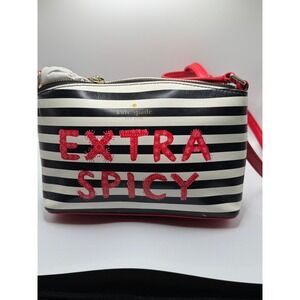 Kate Spade New York Extra Spicy Crossbody Bag‎ Stripe Red Trim
